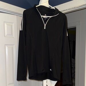 Adidas Black and White Quarter-Zip Top